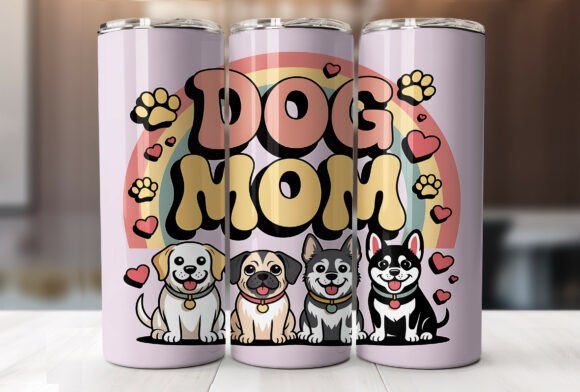 20 Oz Dog Mom Tumbler Wrap Design