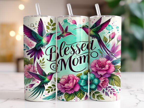 Blessed Mom 20 Oz Tumbler Wrap Design