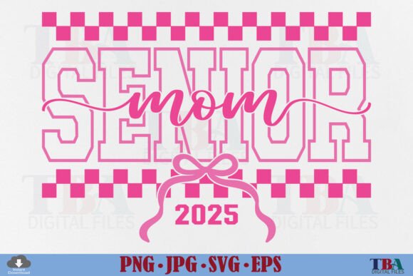 Coquette Senior Mom 2025, Checkered Bow