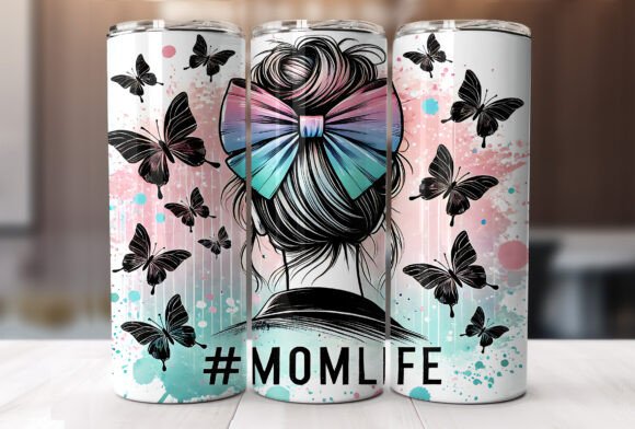 Mom Life Butterfly 20oz Tumbler Wrap PNG