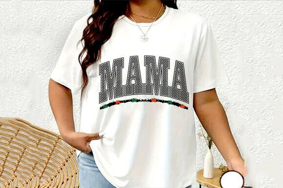 Retro Mama PNG: Checkered Charm, Real Embroidery Smarts