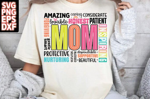 She is Mom PNG, Retro Blessed Mom Mother