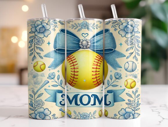 Softball Mom 20 Oz Tumbler Wrap Design