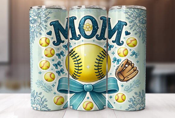 Softball Mom 20oz Tumbler Wrap Design