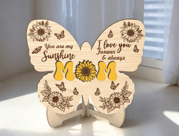 Sunflower Mom Butterfly Sign SVG