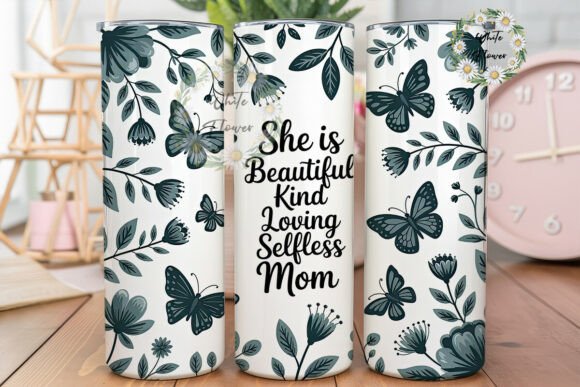 Teal Butterfly Mom 20oz Tumbler Wrap